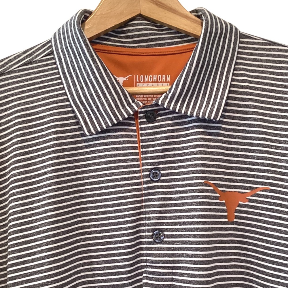 Longhorn Apparel Texas Longhorns Mens XL Polo Shirt Striped Gray Orange NCAA